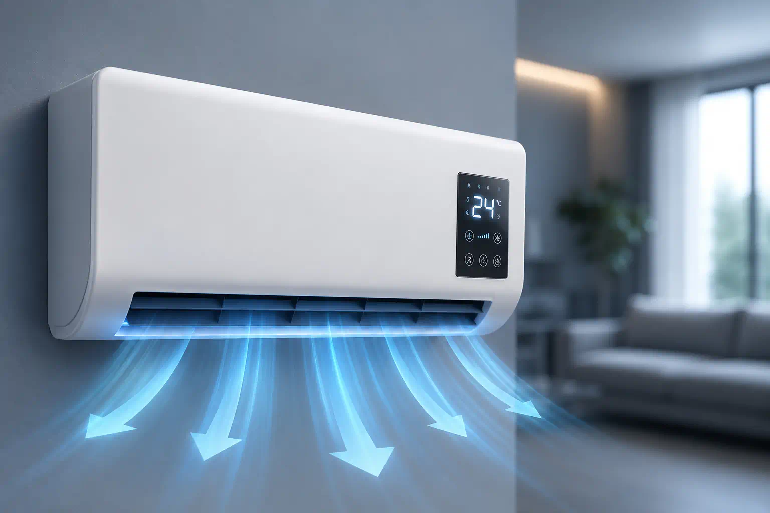 Weiße LifeGauge-Breeze-Klimakonsole mit digitaler Anzeige